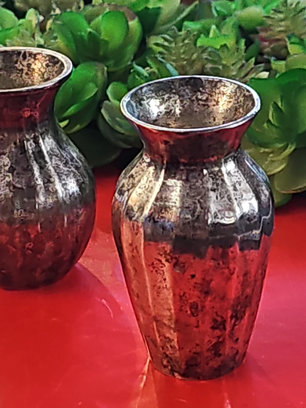 Restoration Hardware Silver-Tone Fluted Decorative Vases - Set of 2